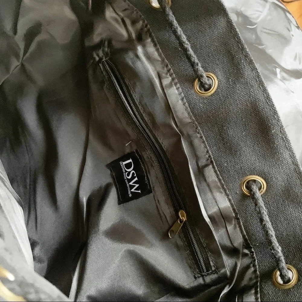 DSW Black Canvas Drawstring w/ Buckle Backpack